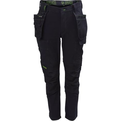 Apache Calgary Black Stretch Holster Trousers for Men, Waist 32 Inches, Leg 29 Inches, Model APACALG2932