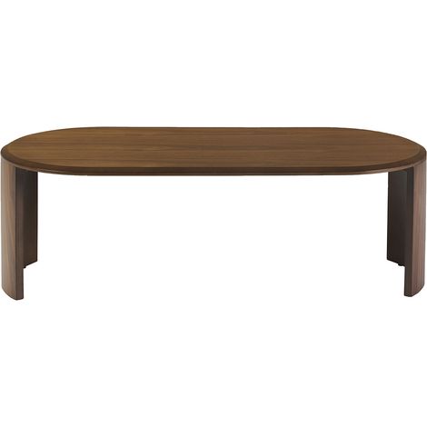 Design-Couchtisch oval aus dunklem Holz Nussbaum L120 cm ASSA (1/5)
