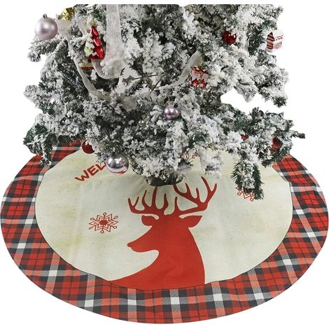 Tapis de sapin de Noël à carreaux rouges et noirs en deux couches (1/5)
