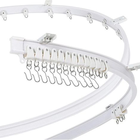 Rail de suspension incurvé pour rideaux, 3 mètres, fixation au plafond, blanc.