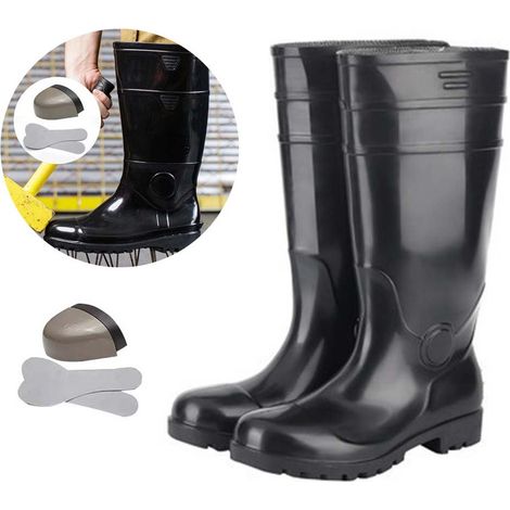 Arbeitsschutz-Regenstiefel, bruchsicher, verschleißfest, stichfest, säure- und alkalibeständig, Sicherheits-Regenstiefel für die Baustelle (Hohe Stiefel 43)