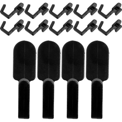 Crochets en forme de J pour panneaux perforés noirs, compatibles avec les étagères de garage, lot de 30 crochets utilitaires en plastique (1/5)