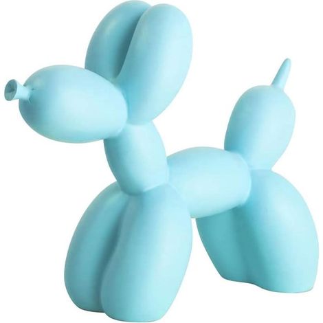 Sculpture de chien en résine avec ballon, mini figurine d'animal, bleue