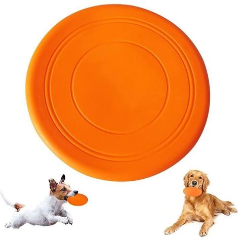 Langlebige orangefarbene Hundescheibe aus Silikon - 18 cm Outdoor-Interaktionsspielzeug