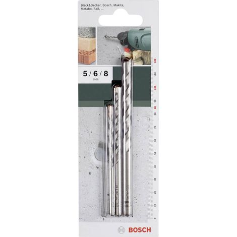 Bosch Accessories 2609255416 carbure de tungstène Jeu de forets pour béton 3 pièces 5 mm, 6 mm, 8 mm tige cylindrique 1 (1/2)