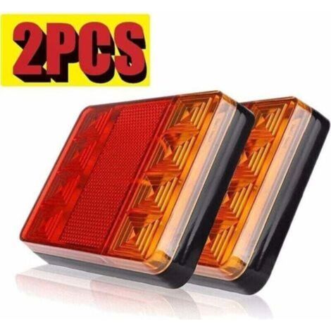 Feux et réflecteurs pour remorque, lot de 2 feux arrière pour remorque, feu arrière à LED, feu stop, clignotant universel étanche pour camions, caravanes, fourgonnettes, bateaux, voitures, avertisseme