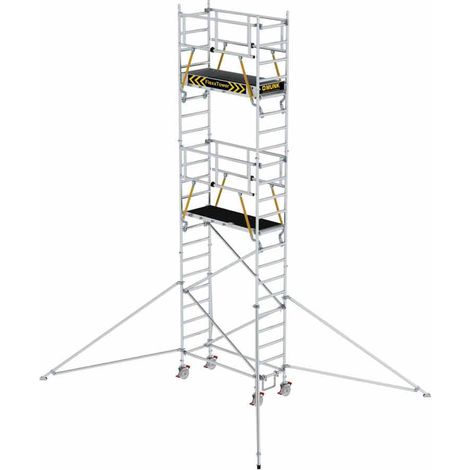 MUNK Rollgerüst FlexxTower SGX ergo mit klappbaren Dreieckauslegern und Schwenkfuß Plattformgröße 1,80x0,60m Arbeitshöhe 7,59m
