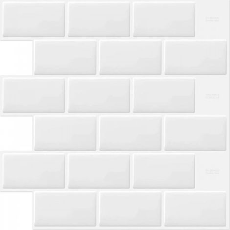 Carreaux muraux autocollants blancs effet brique pour dosseret de cuisine et salle de bain, 10 feuilles, 30,5 x 30,5 cm (1/5)