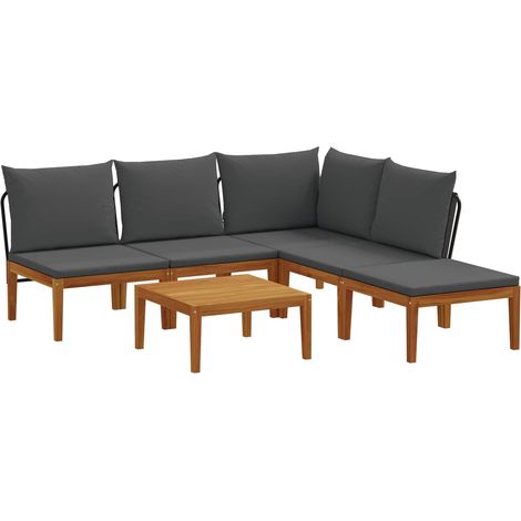 6 pz Legno massiccio di acacia e corda Naturale vidaXL (1/5)