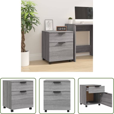 Meuble de bureau - Classeur mobile avec roues Sonoma gris 45x38x54 cm Bois (1/5)