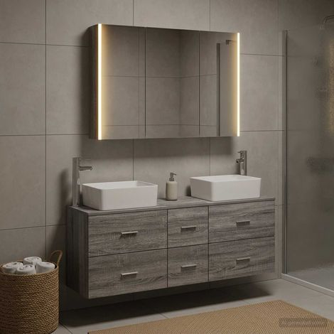 vidaXL Bathroom Furniture Set 4 pcs Grey Sonoma (1/5)