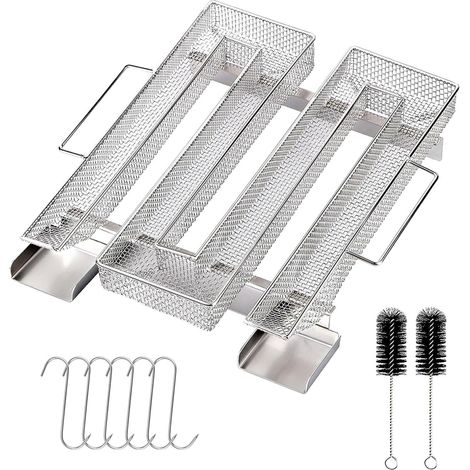Générateur de fumée froide en acier inoxydable avec crochet et brosse, 22,5 x 21 x 4 cm, réutilisable pour barbecue et fumoir. (1/5)