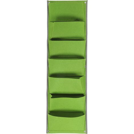 Mur Végétal en Felt Stéréo pour Jardinage Sac de Culture Vert 7 Poches Respirant Anti-Corrosion