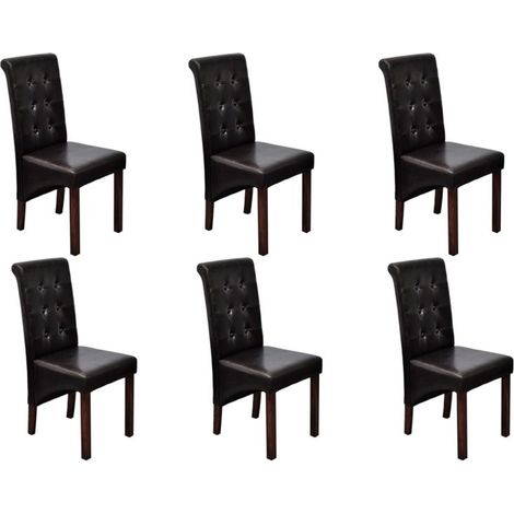 Juego de 6 sillas comedor cocina diseño marrón antiguo sintética CDS022588 (1/5)