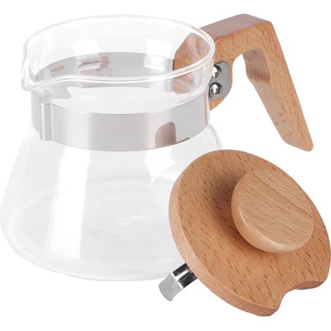 400-ml-Teekanne, Glaskaffeekanne mit Holzgriff, Küchenkessel, Tischaccessoire. (1/5)