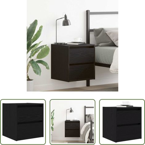 vidaXL Holz Nachttisch - Wand-Nachttisch Schwarz Eichen-Optik 38x34x40 cm (1/5)
