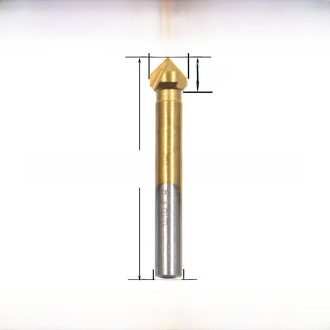 Couteau à chanfreiner à trois lames plaqué titane à 90 degrés, outil d'alésage, d'ébavurage, de fraisage, de chanfreinage, foret à bois (8,3 mm, plaqué titane, à une seule branche [10 g]) (1/5)