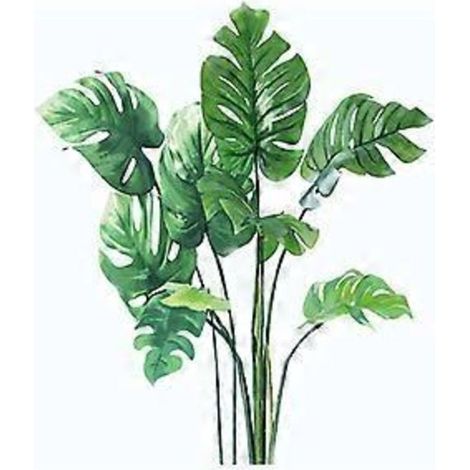 Stickers muraux feuilles de Monstera tropicales SZTXJ, posters muraux feuilles de plantes vertes, stickers muraux plantes fraîches pour décoration de balcon, décoration murale amovible en PVC (1/5)