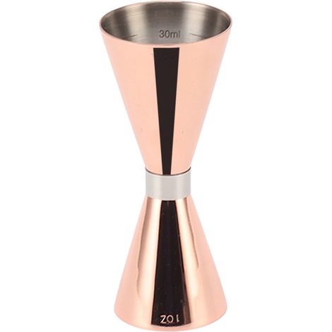 Doseur à cocktail double extrémité en acier inoxydable 304 avec graduation, couleur or rose, idéal pour les fêtes à la maison. (1/5)
