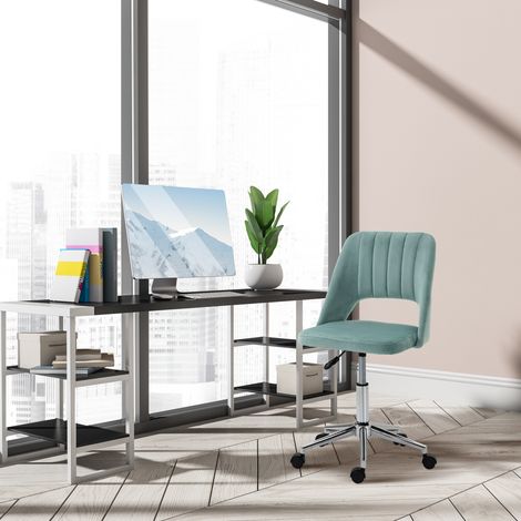 Ergonomischer Drehstuhl, gepolsterter Schreibtischstuhl mit verstellbarer Höhe, Petrolgrün, 49 x 60 x 79–91 cm (1/5)