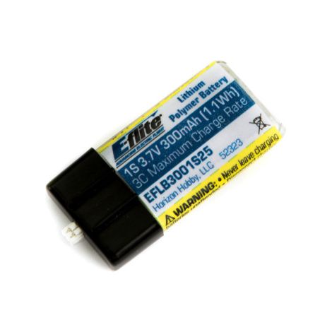 300mAh 1S 3.7V 25C LiPo Battery: PH 1.5 (Ultra Micro)