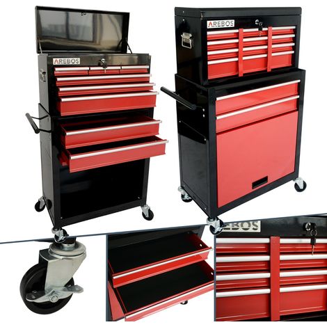 AREBOS Carrello da Officina Armadio Portautensili Cassetta Degli Attrezzi Rosso (1/5)