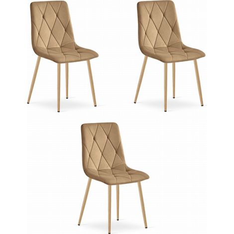 Silla Libra - terciopelo marrón / patas color madera x 3 (1/5)