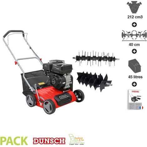 Scarificateur thermique 212cc DU8121240A – Largeur de coupe 40cm – Profondeur de travail réglable - 18 couteaux - Panier 45L – Dunsch (1/4)