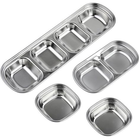 Allecto Plus Mini Teller Set für Vorspeisen und Beilagen 4 teilig für Pommes frites und Ketchup in 3 verschiedenen Größen (1/5)