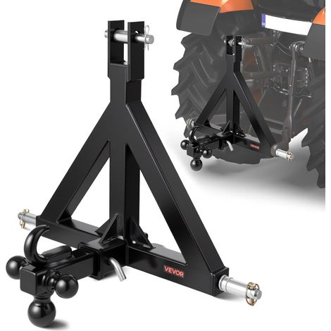 Attelage 3 Points avec Récepteur 5 cm, Fixation Rapide 3 Points, avec 3 Boules de Remorquage, Adaptateur Barre de Remorquage Robuste pour Travaux Agricoles pour Plupart Tracteurs à Attelage 5 cm (1/5)