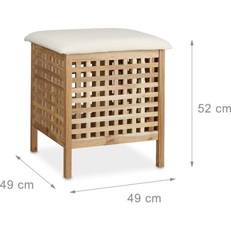 Sgabello contenitore da bagno in legno di noce 130002787