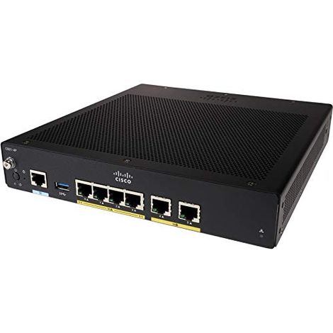 Cisco C921-4P: Router Ethernet Gigabit ISR serie 900, 4x GE LAN Switch + 2x WAN GE Ports, 150Mbps VPN Throughput, Firewall (1/3)