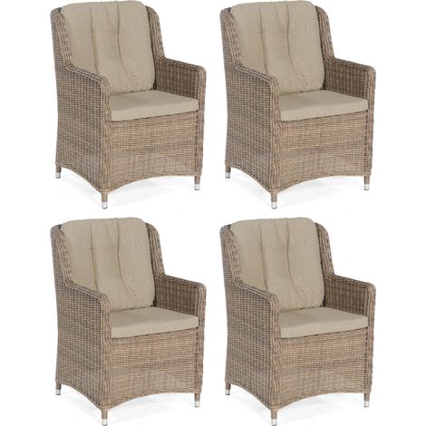 Sonnenpartner 4er-Set Garten-Sessel Avatar Aluminium mit Polyrattan rustic-stream Gartenstuhl Hochle (1/5)