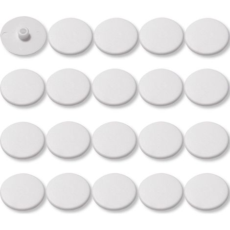 Cyclingcolors – Lot de 20 cache vis plastique blanc – Tête plate CHC FHC 15mm – 6 pans creux Allen SW4 – Pour meubles et boîtiers excentriques (1/4)