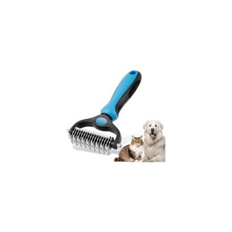 Brosse de toilettage pour animaux de compagnie, râteau double face pour chiens et chats, brosse professionnelle pour démêler les poils et éliminer les nœuds, les tapis, les nœuds et les poils volants (1/5)