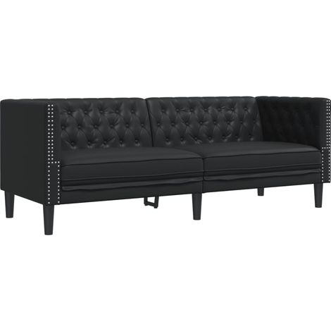 Canapé  Sofa à 3 places Chesterfield noir similicuir