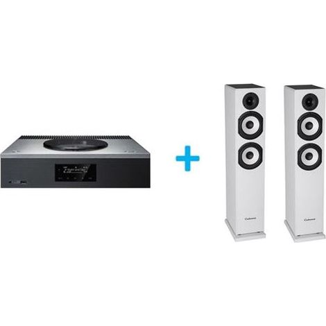 Amplificateur Hi-Fi Technics SA-C600EG-S Argent + une paire d'enceintes colonne Cabasse Jersey MT32/2 Edition spéciale Blanc ma
