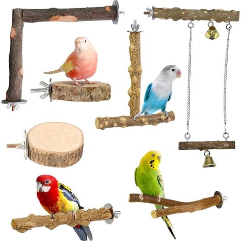 7 x Natural Perches for Birds, Toy Parrot, Bird Cage Accessories for Parrots (1/5)