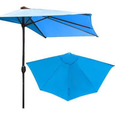 Toldo de repuesto para sombrillas hemisféricas, fabricado en poliéster resistente a la intemperie, de color azul marino, con tejido resistente a los rayos UV para uso en jardín o pared. (1/5)