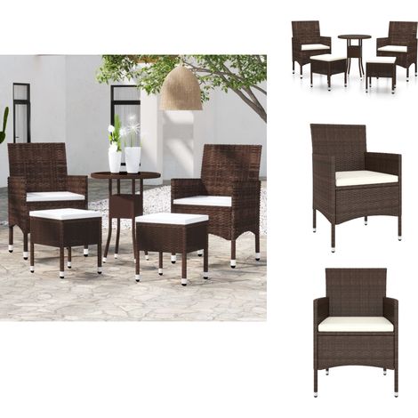 Salon de jardin 5 pcs Résine tressée Marron - Ensemble Salon De Jardin - Mobilier De Jardin - Salon Extérieur - Résine Tressée - Table Basse (1/5)