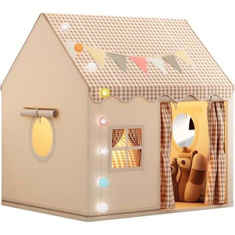 Maisonnette de jeu d'intérieur pour enfant, tente de jeu, tente de princesse avec fenêtres, espace douillet, décoration de chambre d'enfant, couleurs neutres