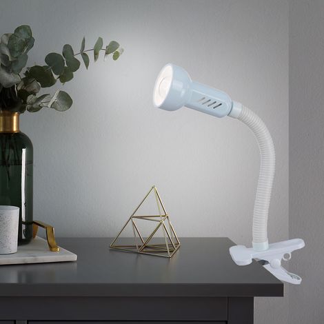 Lampada da tavolo Flexo con morsetto lampada da lettura bianca con morsetto mobile, metallo plastica, 1x attacco E14, H max