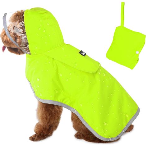 Veste de pluie pour chien TuseRxln - Veste de pluie - Tissu en nylon imperméable avec doublure intérieure en maille de coton douce - 1 pièce - groente (1/5)