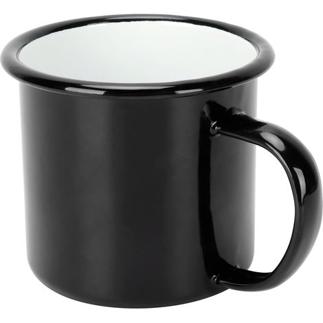 8 cm großer, 350 ml Emaillebecher, umweltfreundlich, dickwandig, für Kaffee, Wein oder Wasser, schwarzes Zubehör (1/5)