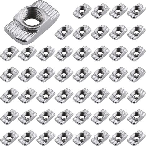 Lot de 50 écrous à tête marteau de 8 mm - Rainure 8 mm - Filetage M6 - Profilés 3030 - En acier au carbone - Pour profilé en aluminium - Fente d'extrusion (UE30-M6 × 16 × 8) (1/5)