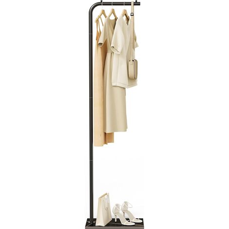 Métal Portant à Vêtements, Type L Moderne Multifonctionnel Porte Manteau, Portemanteau sur Pieds avec Dalles de roche lourdes, 180 cm, Noir (1/5)