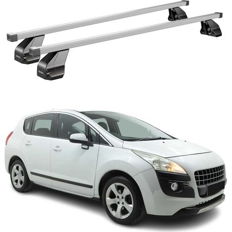 OMAC Dachträger Querträger Stahl für Peugeot 3008 I 2008-2016 – Abschließbar – City-Crash-getestet – DIN 75302:2019 – ISO/PAS 11154:2006 – Max. 75 kg Silber (1/5)