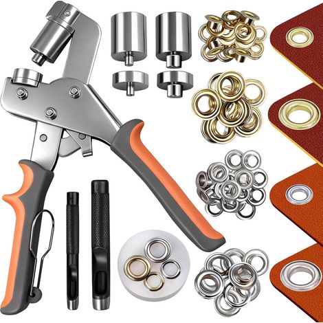 Metal Grommet Tool Set for Tarps – 500 Grommets, Hole Puncher 6 mm and 10 mm, Heavy-Duty Pliers, for Leather, Fabric, and Crafts