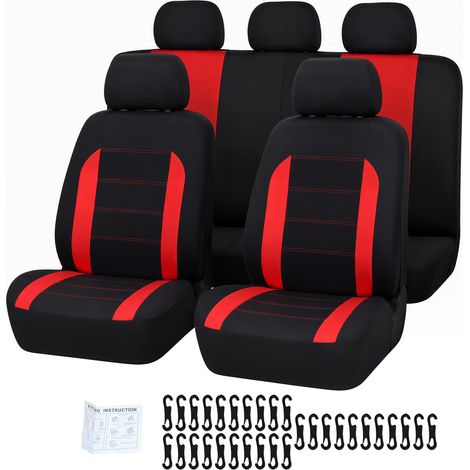 Ensemble complet de housses de siège de voiture, protections avant et arrière, compatibles avec Airbag, automobile, rouge (1/5)