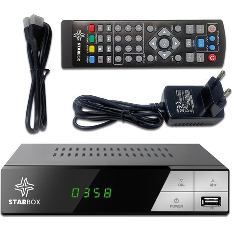 Décodeur TNT HD Star Box - DVB-T2 DVB-C Réception de qualité, chaînes gratuites H.265,Full HD 1080p Terrestre USB, HDMI, péritel, télécommande Universelle 2 en 1 (1/5)